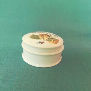 Vintage Porcelain Trinket Box with Autumn Floral Design – Hand-Painted Keepsake